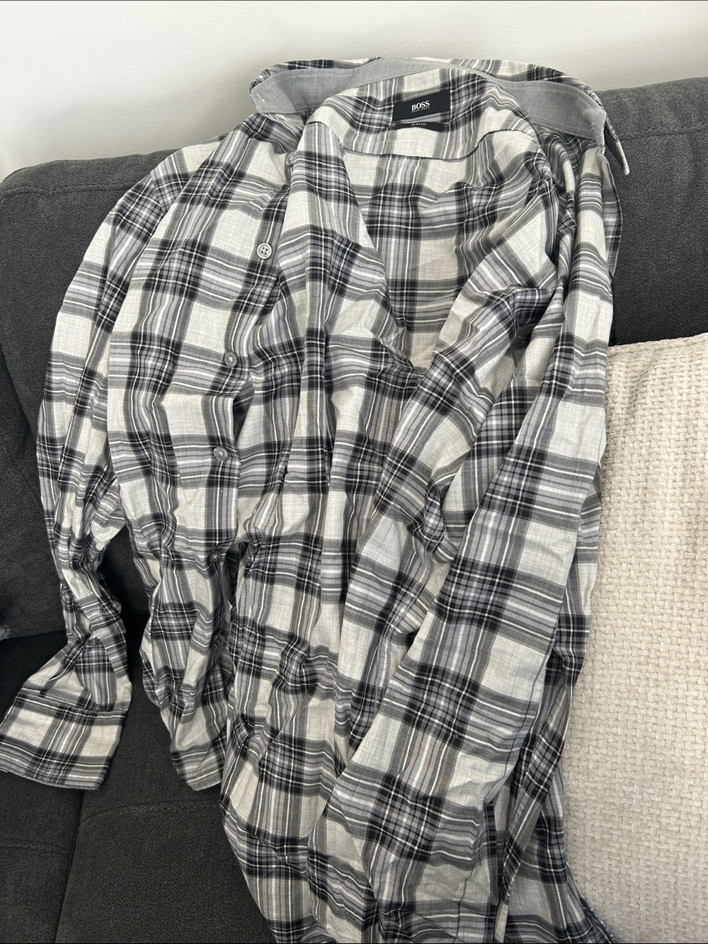 Boss Black & White Plaid Button-Down Shirt